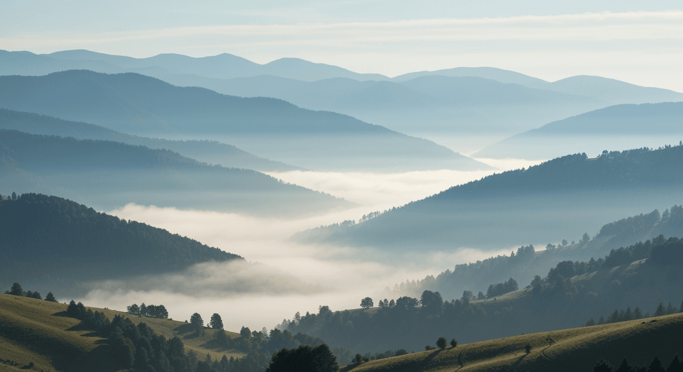 Misty mountain layers